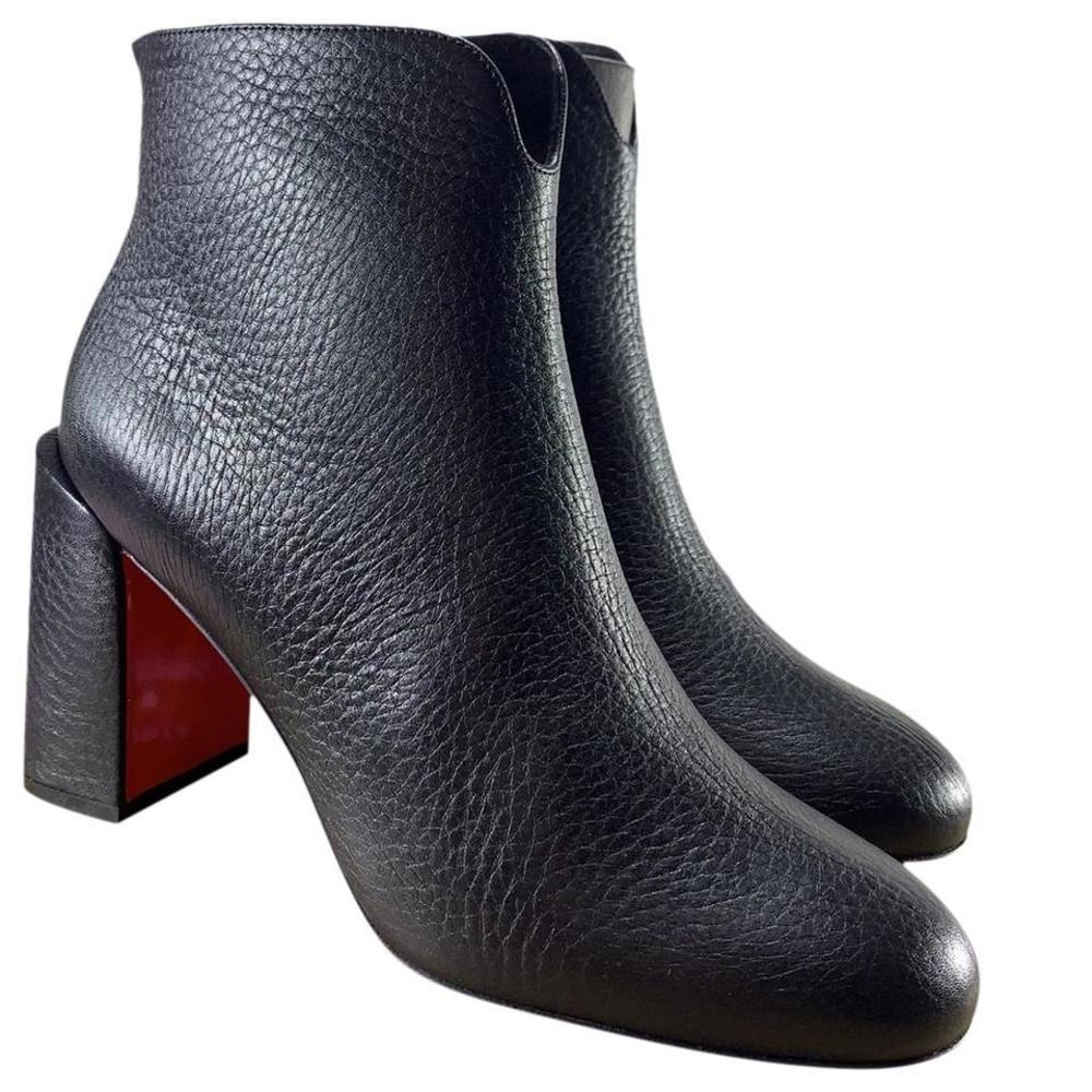 85mm black Castarika Pebbled Leather Ankle Boots Booties d693